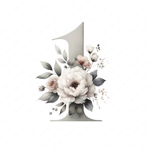 Clipart de números florais elegantes | 10 PNG de alta qualidade | Design de convite | Impressões digitais | Uso comercial