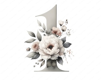 Elegant Floral Numbers Clipart | 10 High-Quality PNG | Invitation Design | Digital Prints | Commercial Use