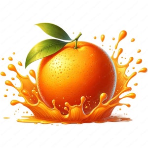 Orange Clipart | Saftig Orange Clipart mit Splash Effekt | 10 hochwertige Designs | Obst Kunst | Drucksachen | Kommerzielle Nutzung