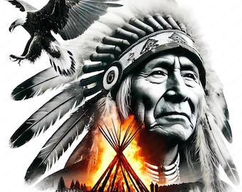 ネイティブアメリカンの酋長の胸像：ユニークなアメリカインディアンの