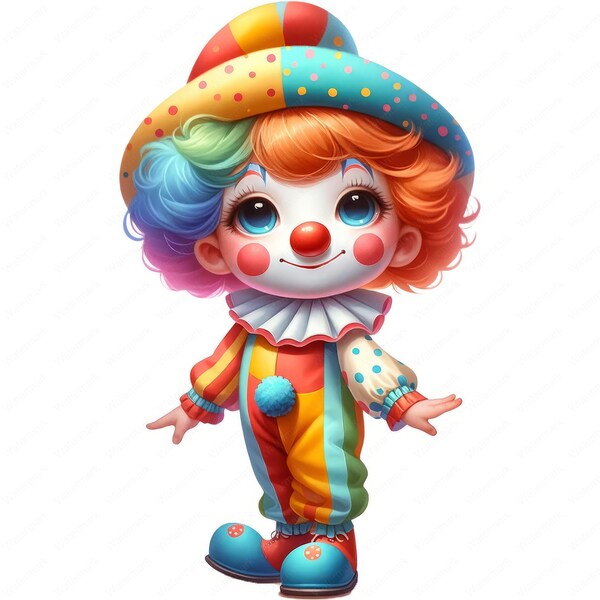 Clipart clown mignon | Lot de cliparts adorables clowns | 10 images de haute qualité | Art du cirque | Imprimables | Utilisation commerciale