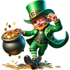 Clipart drôle de lutin | Lot de cliparts irlandais humoristiques | 10 modèles de haute qualité | Art de la Saint-Patrick | Imprimables | Utilisation commerciale