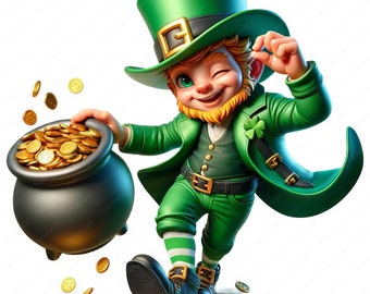 Grappige kabouter-clipart | Humoristische Ierse clipartbundel | 10 hoogwaardige ontwerpen | Saint Patrick's Day-kunst | Afdrukbare items | Commercieel gebruik