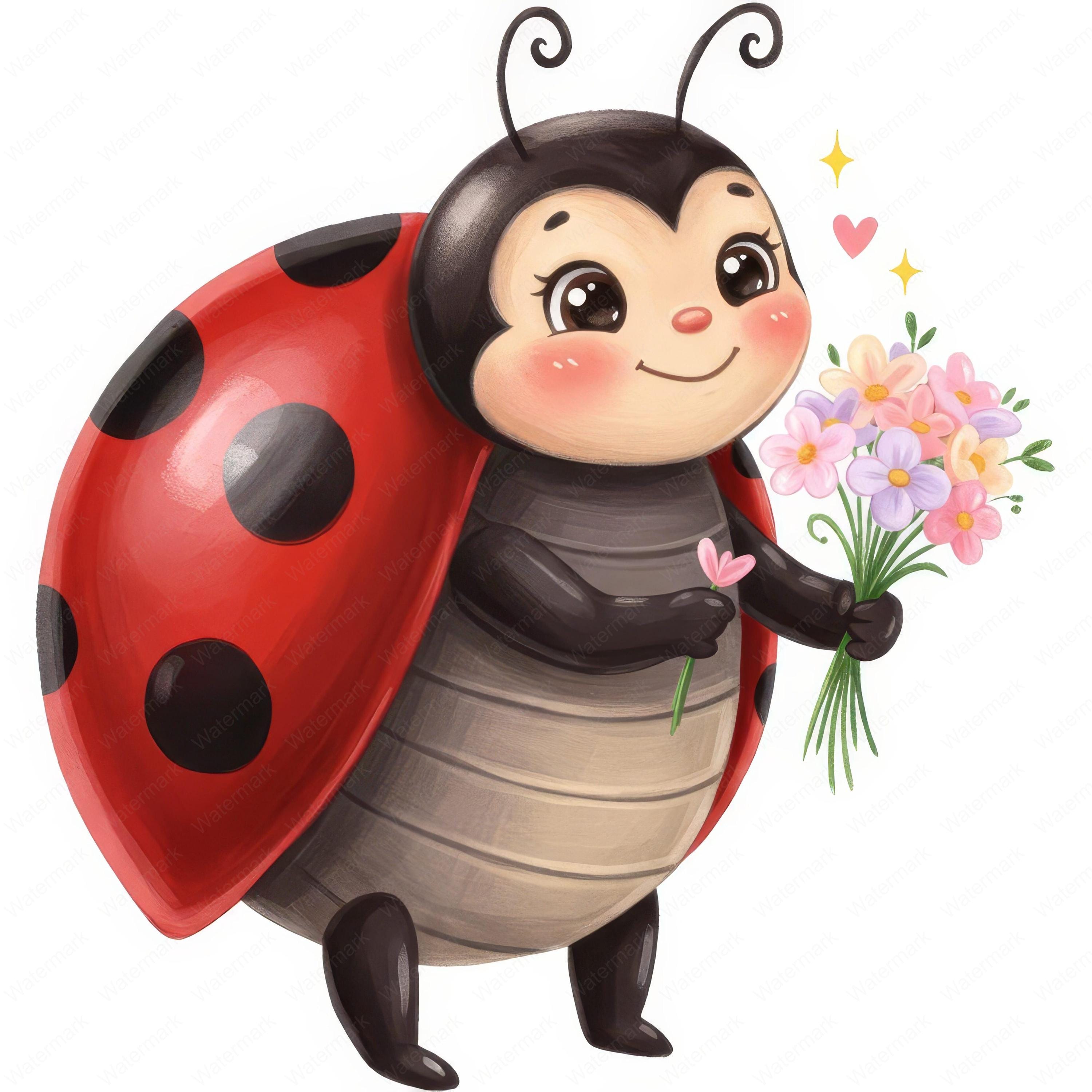 Adorable Ladybug Clipart | Cute Watercolor PNG Bundle | 10 High-quality ...