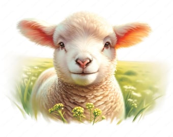 Spring Lamb Clipart Bundle: Farm Animal Art (Digital Download)
