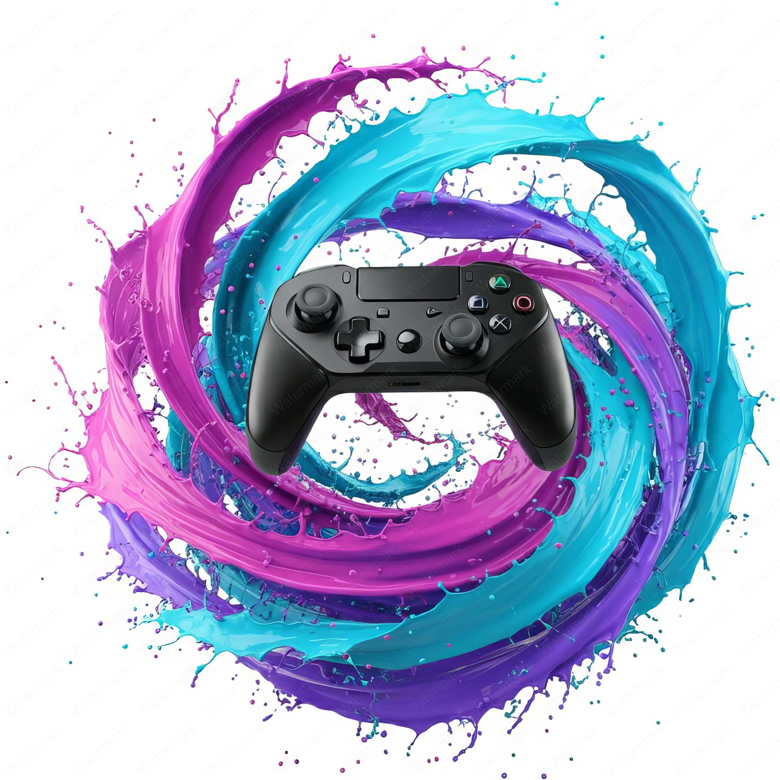 Gaming Color Splash Gaming Controller Clipart: Paint Splash PNG Bundle (digital Download ...