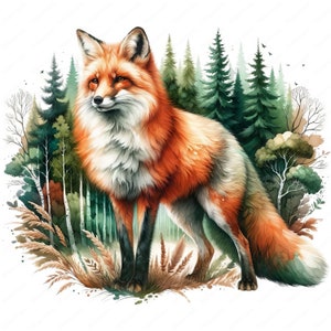 Clipart renard forestier | Lot de cliparts renard fantaisiste | 10 modèles de haute qualité | Art des bois | Imprimables | Utilisation commerciale