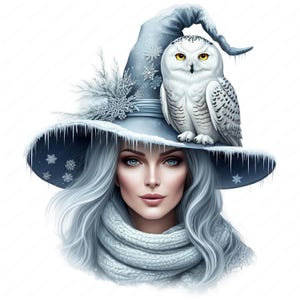 Clipart Sorcière des neiges | Ensemble PNG Frosty Magic | 10 modèles de haute qualité | Art hivernal | Utilisation commerciale