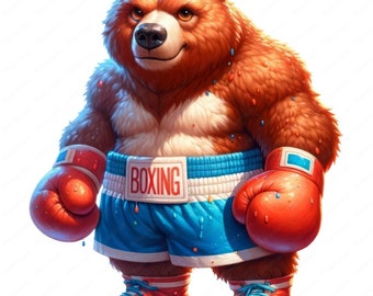 Boxing Bear Clipart: Sports Art Printables (Digital Download)