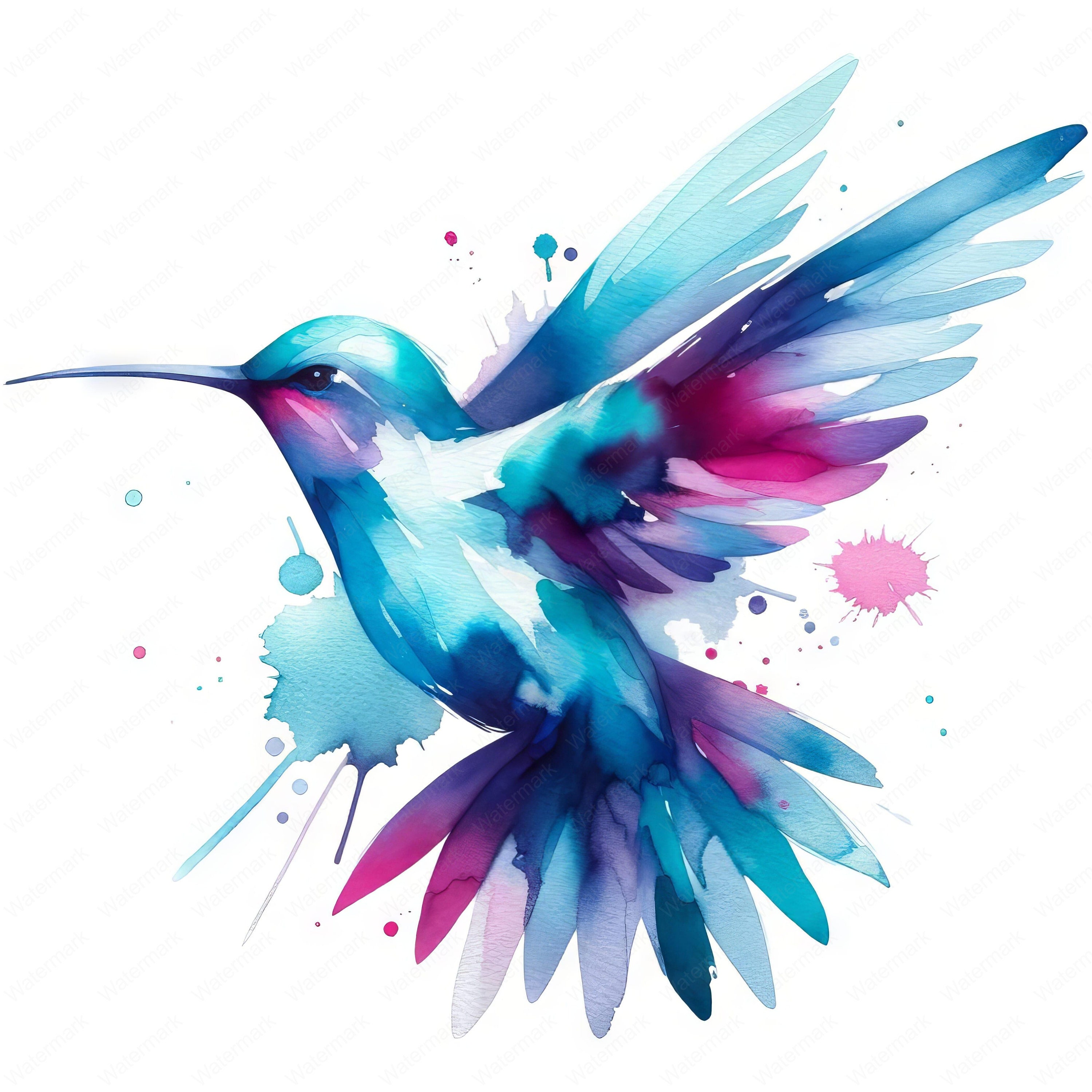 Watercolor Hummingbird Clipart: Elegant Nature Art (Digital Download)