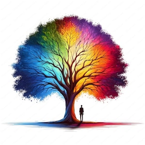 Clipart de árbol de arcoíris / Paquete de clipart de árbol colorido / 10 diseños de alta calidad / Arte de la naturaleza / Imprimibles / Uso comercial