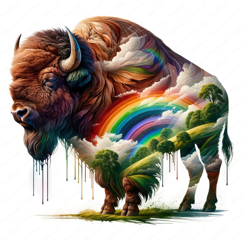 Watercolor Bison Clipart Bundle | Wildlife Art (digital Download ...