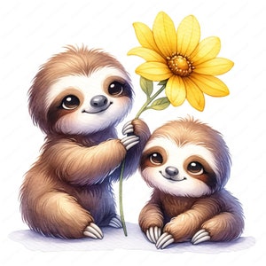 Cute Sloth Clipart | Clipart Bundle | 10 High-Quality Designs | Nursery Decor | Paper Craft | Apparel | Digital Prints | Commercial Use