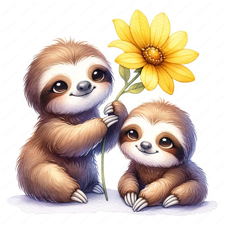 Cute Sloth Clipart Bundle | High-quality Nursery Art (digital Download ...