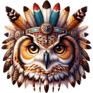 Native American Eule Clipart | Native American Eule Clipart Bundle | 10 hochwertige Designs | Indigene Kunst | Drucksachen | Kommerzielle Nutzung