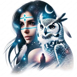 Native Spirit Clipart | Fantasy Dubbelexponering PNG-paket | Eterisk konst | Kommersiellt bruk bild 10
