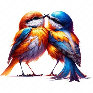 Clipart couple oiseau | Charmant couple de cliparts d'oiseaux | 10 modèles de haute qualité | Art d'amour aviaire | Imprimables | Utilisation commerciale