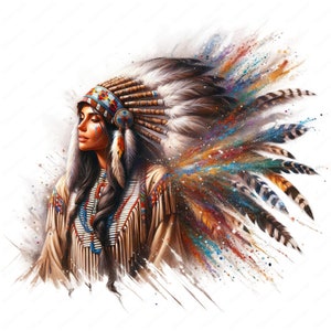 Clipart donna nativa / Pacchetto dettagliato di clipart donna nativa / 10 design di alta qualità / Arte culturale / Stampabili / Uso commerciale