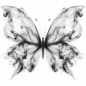 Rauch Schmetterling Clipart | Schwarz Weißer Schmetterling Clipart Bundle | 10 hochwertige Designs | Monochrome Art | Drucksachen | Kommerzielle Nutzung