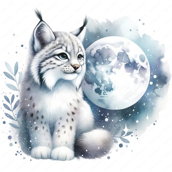 Baby Luchs Clipart | Entzückende Luchs Katze Clipart Bundle | 10 hochwertige Designs | Wildtiere Kunst | Drucksachen | Kommerzielle Nutzung