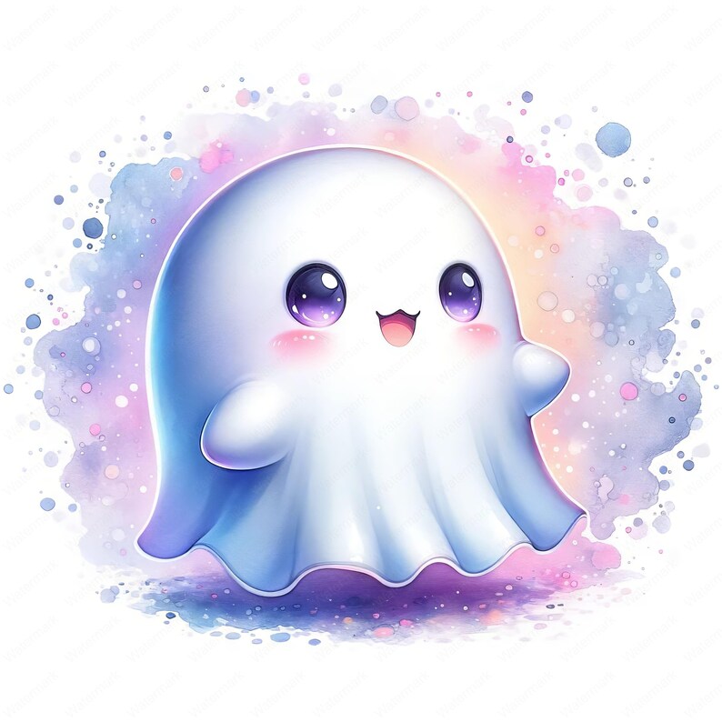 Cute Ghost Clipart Bundle | Halloween Art (Digital Download) image 5
