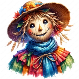 Scarecrow Clipart | Charming Scarecrow Clipart Bundle | 10 High-Quality Designs | Farmyard Art | Printables | Commercial Use