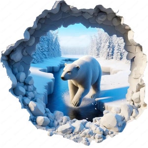 Majestueuze 3D-illustratiebundel ijsbeer: pooldierenkunst (digitale download)