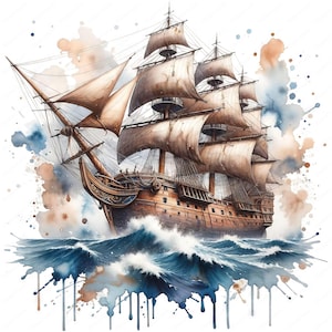 Clipart di navi d'epoca / 10 design di alta qualità / Arte nautica / Illustrazioni marittime / Stampe digitali / Uso commerciale