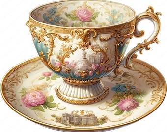 Teacup Clipart | Delicate Teacup Clipart Bundle | 10 High-Quality Designs | Tea Party Art | Printables | Commercial Use