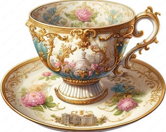 Delicate Teacup Clipart Bundle: Tea Party Art (Digital Download)