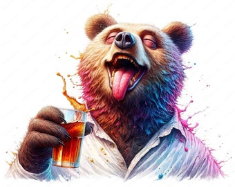 面白い酔っ払いクマのクリップアート：気まぐれなアートバンドル