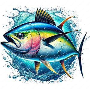 Vibrant Tuna Fish Clipart Bundle: Marine Life Art (Digital Download)