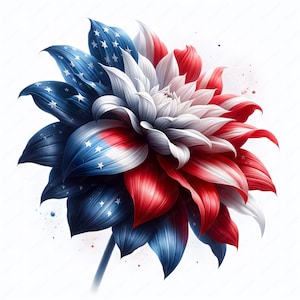 Fleur du 4 juillet | Lot de cliparts fleur patriotique | 10 modèles de haute qualité | Art du jour de l'indépendance | Imprimables | Utilisation commerciale