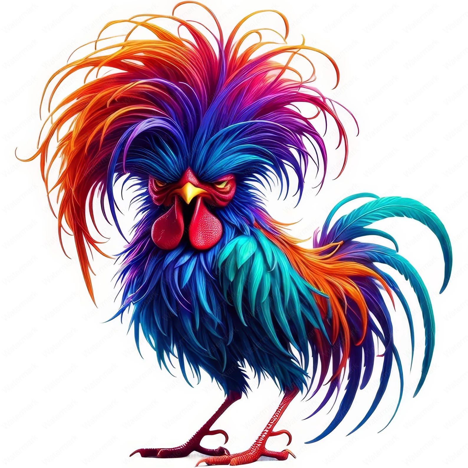 Colorful Fantasy Rooster Clipart: Vibrant Chicken PNG Bundle (digital ...