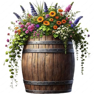 Bloemen vat clipart | Levendige bloemen vat clipartbundel | 10 hoogwaardige ontwerpen | Botanische kunst | Afdrukbare items | Commercieel gebruik