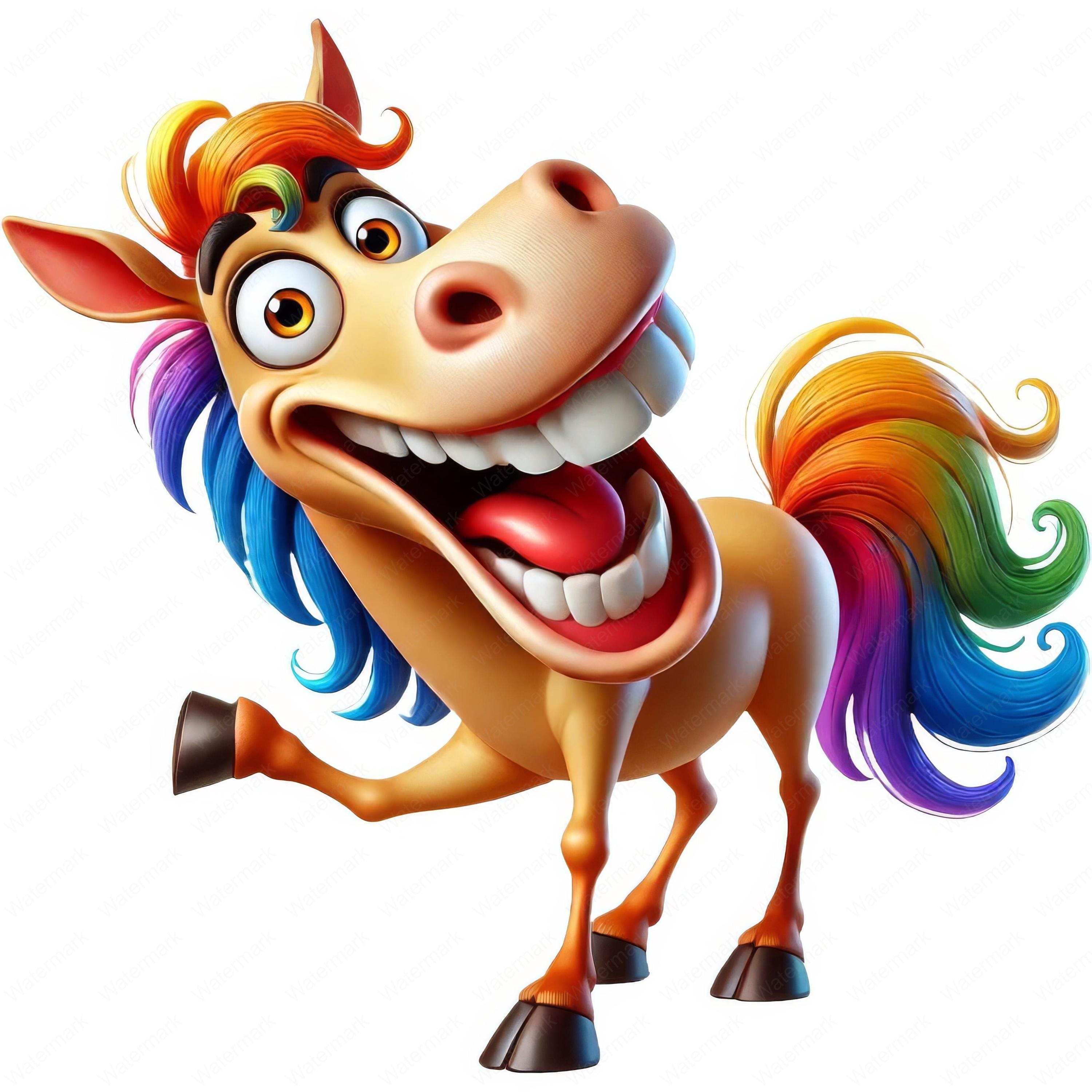 Lustige Cartoon Pferd Clipart Bundle: Wunderliche Tier Kunst (digitaler  Download) - Etsy Österreich, image size:3000x3000