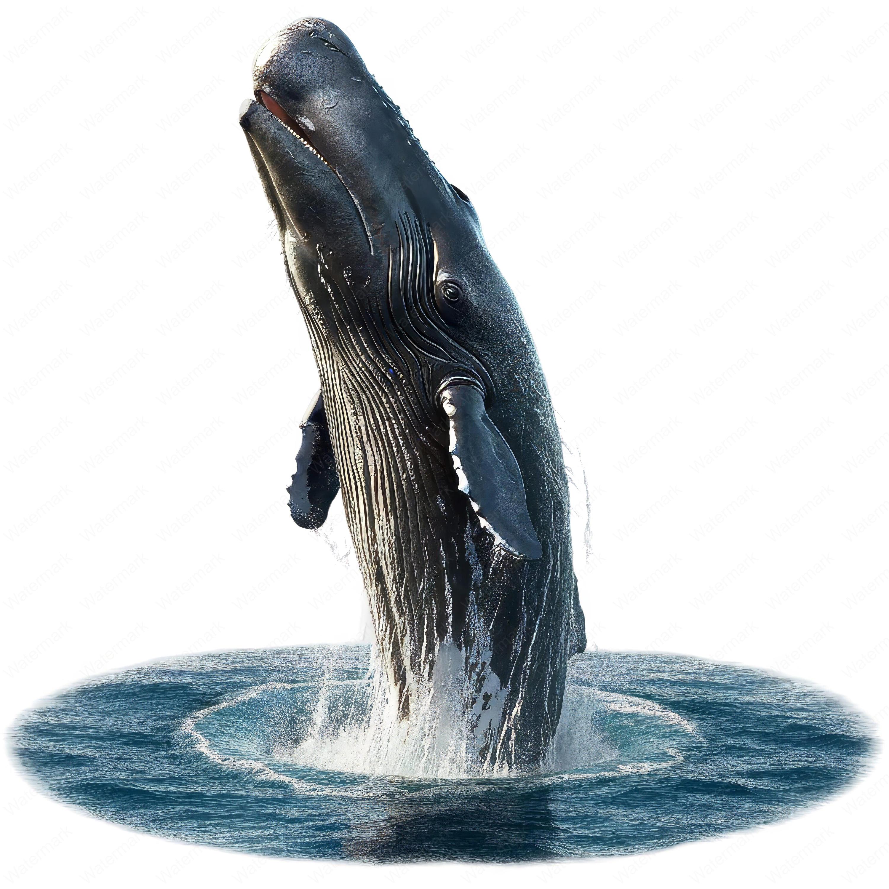 リアルなマッコウクジラのクリップアート：海洋PNGバンドル（デジタル