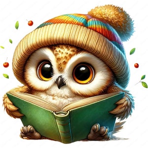 Lindo búho clipart / divertido lindo búho clipart paquete / 10 diseños de alta calidad / arte de libros para niños / imprimibles / uso comercial