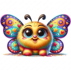 Cute Butterfly Clipart | Funny Cute Butterfly Clipart Bundle | 10 High-Quality Designs | Children&#39;s Book Art | Printables | Commercial Use