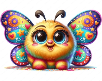 Paquete de imágenes prediseñadas de mariposas adorables / Arte infantil (descarga digital)