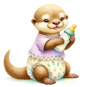 Baby Otter Clipart Clipart Bundle 10 Adorable Images Animal Art Crafts ...