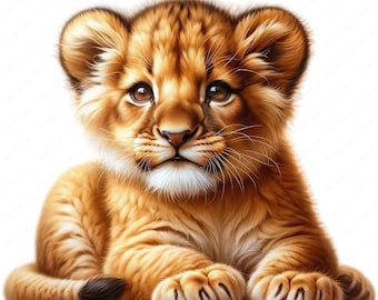 Clipart Lionceau | Lot de cliparts mignon lionceau | 10 images de haute qualité | Art animalier de safari | Imprimables | Utilisation commerciale