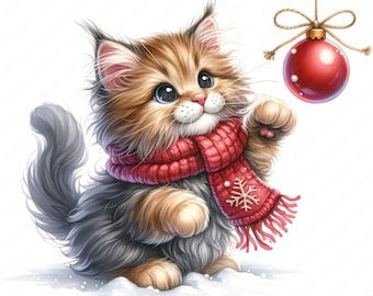 Christmas Cat Clipart: Festive Holiday Designs (Digital Download)