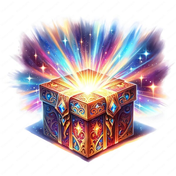 Magic Gift Box Clipart | Mystical Magic Box Clipart Bundle | 10 High-Quality Images | Fantasy Art | Printables | Commercial Use