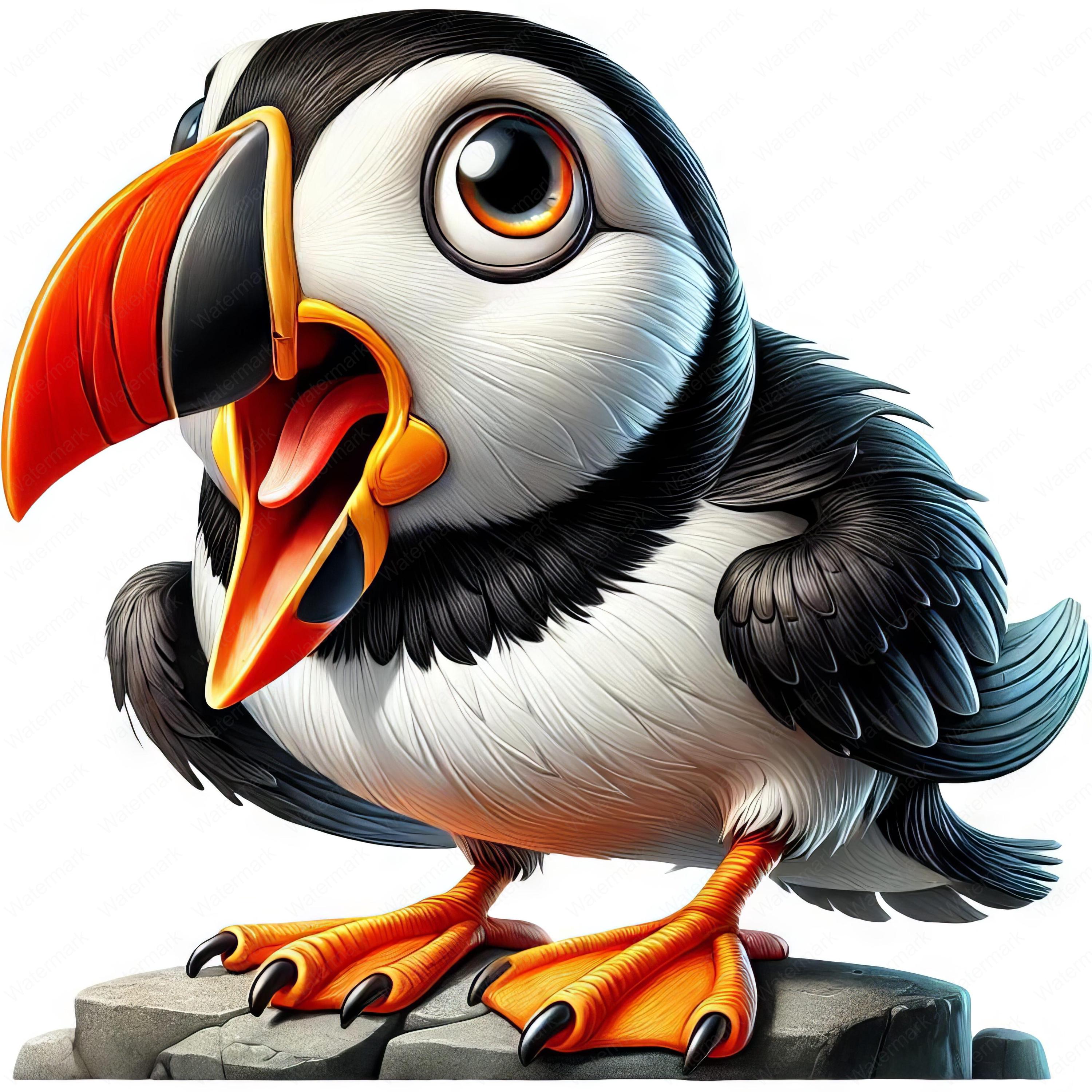 Playful Puffin Clipart Bundle: Cartoon Art Printables (commercial Use ...