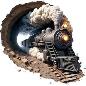 Imágenes prediseñadas de tren de vapor / Paquete de imágenes prediseñadas de tren de vapor 3D detallado / 10 diseños de alta calidad / Arte de trenes antiguos / Imprimibles / Uso comercial