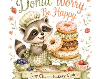 Tiny Charm Bakery Clipart Bundle, Animals, Donuts, Pastries (Digital Download)