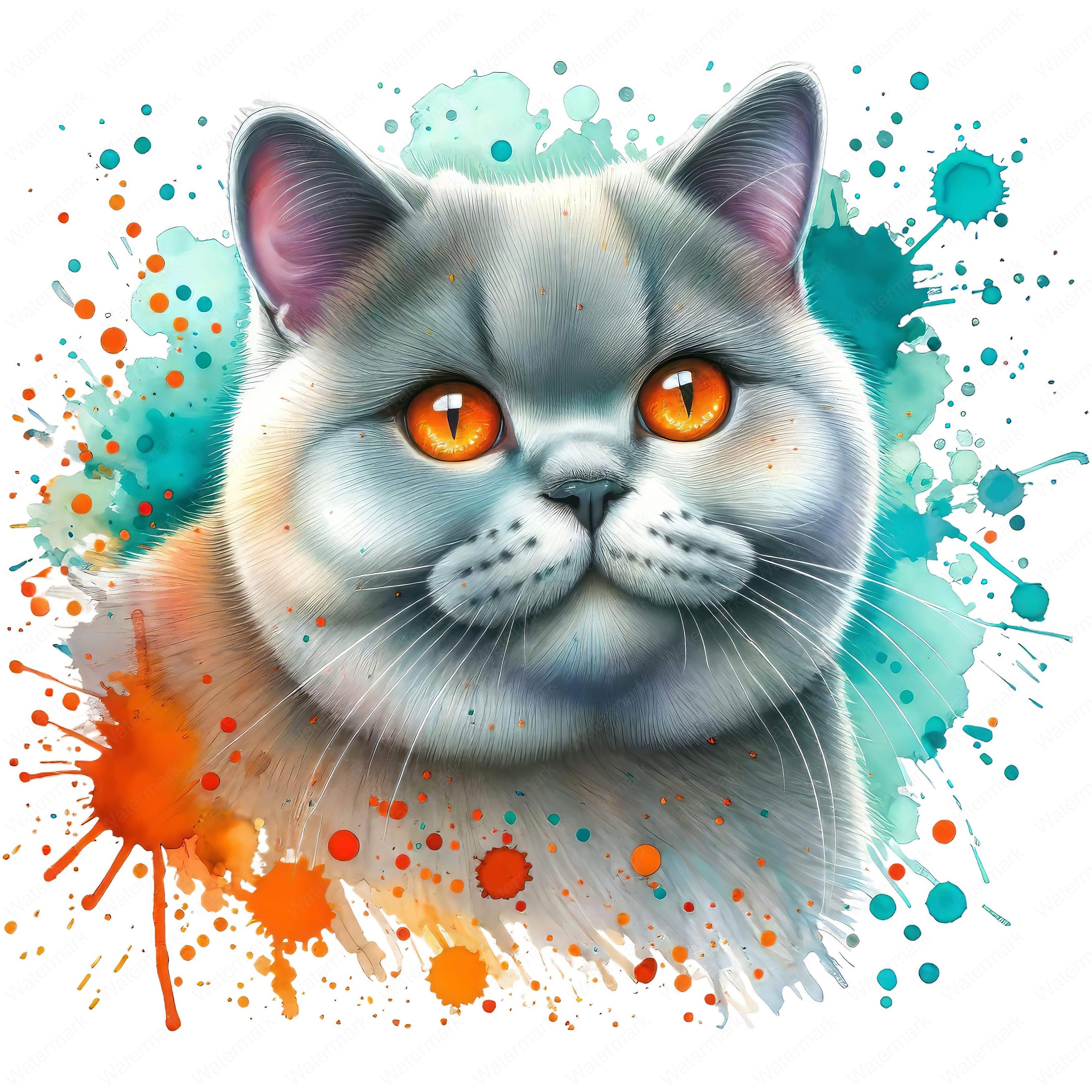 British Shorthair Cat Clipart | Watercolor Style, Commercial Use ...