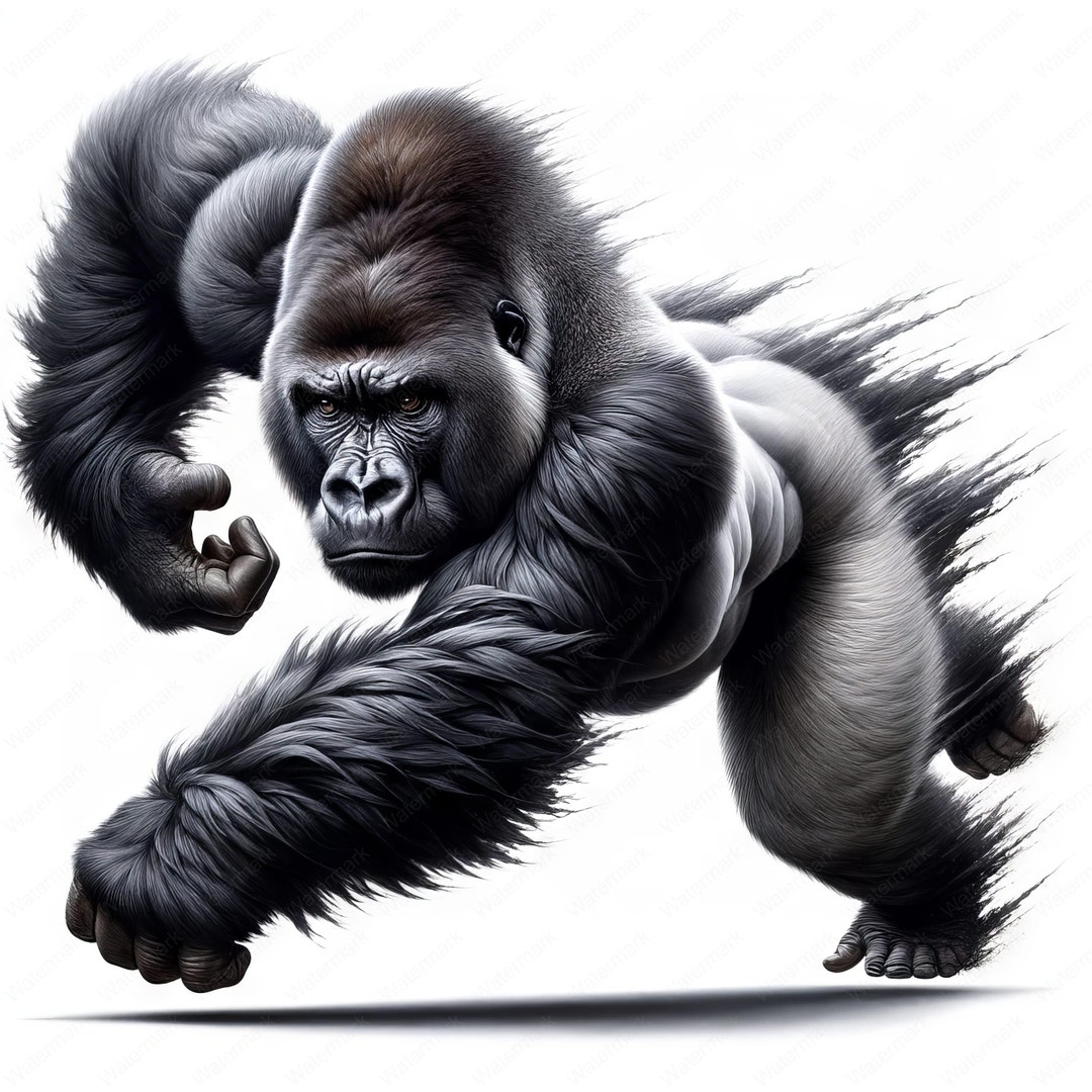 Silverback Gorilla Clipart Clipart Bundle 10 High-quality Images Wildlife Art Printables ...