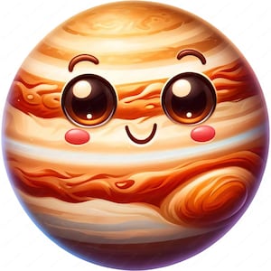 Cute Jupiter Clipart | Vibrant Cartoon Jupiter Clipart Bundle | 10 High-Quality Designs | Space Art | Printables | Commercial Use
